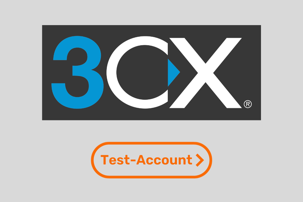 Logo 3CX mit Button Test-Account