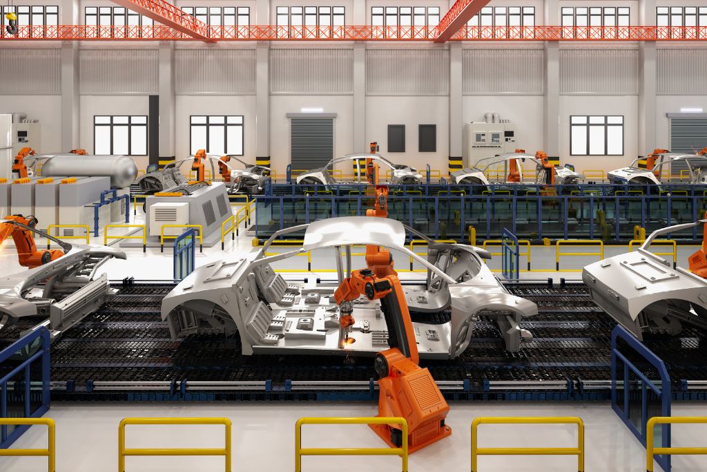 Ansicht K-gestützte Produktionsstraße bei einem Automobilhersteller